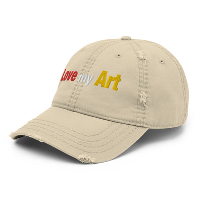 Love my art, embroidery Distressed hat