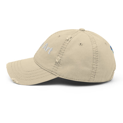 I love art, embroidery Distressed hat