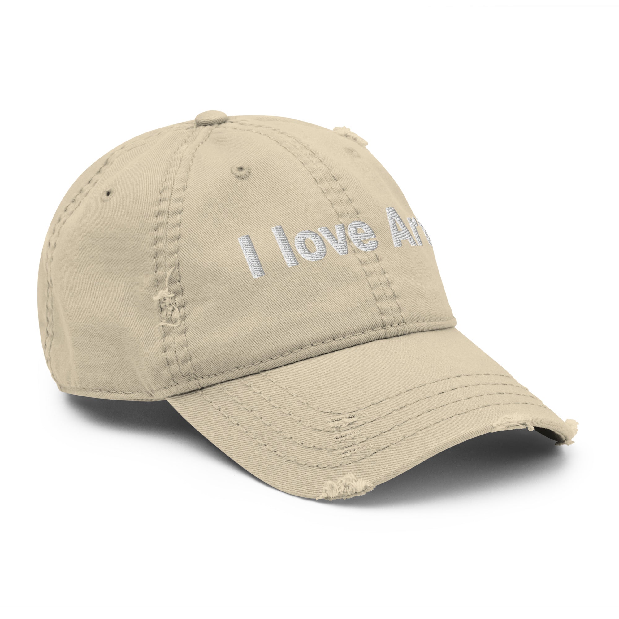 I love art, embroidery Distressed hat