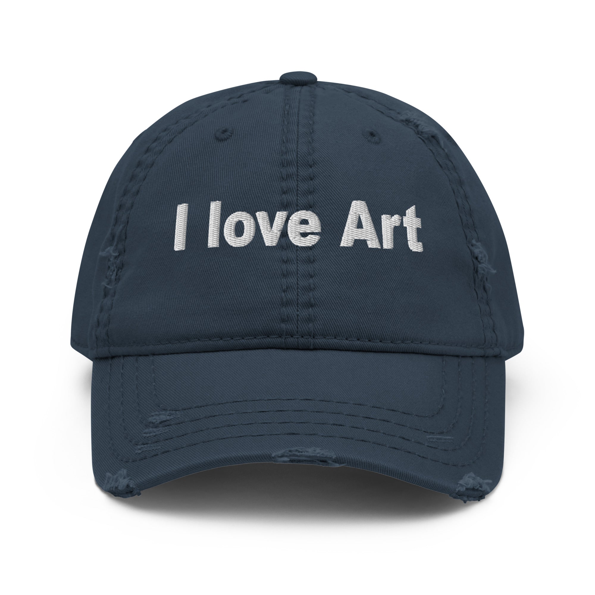 I love art, embroidery Distressed hat