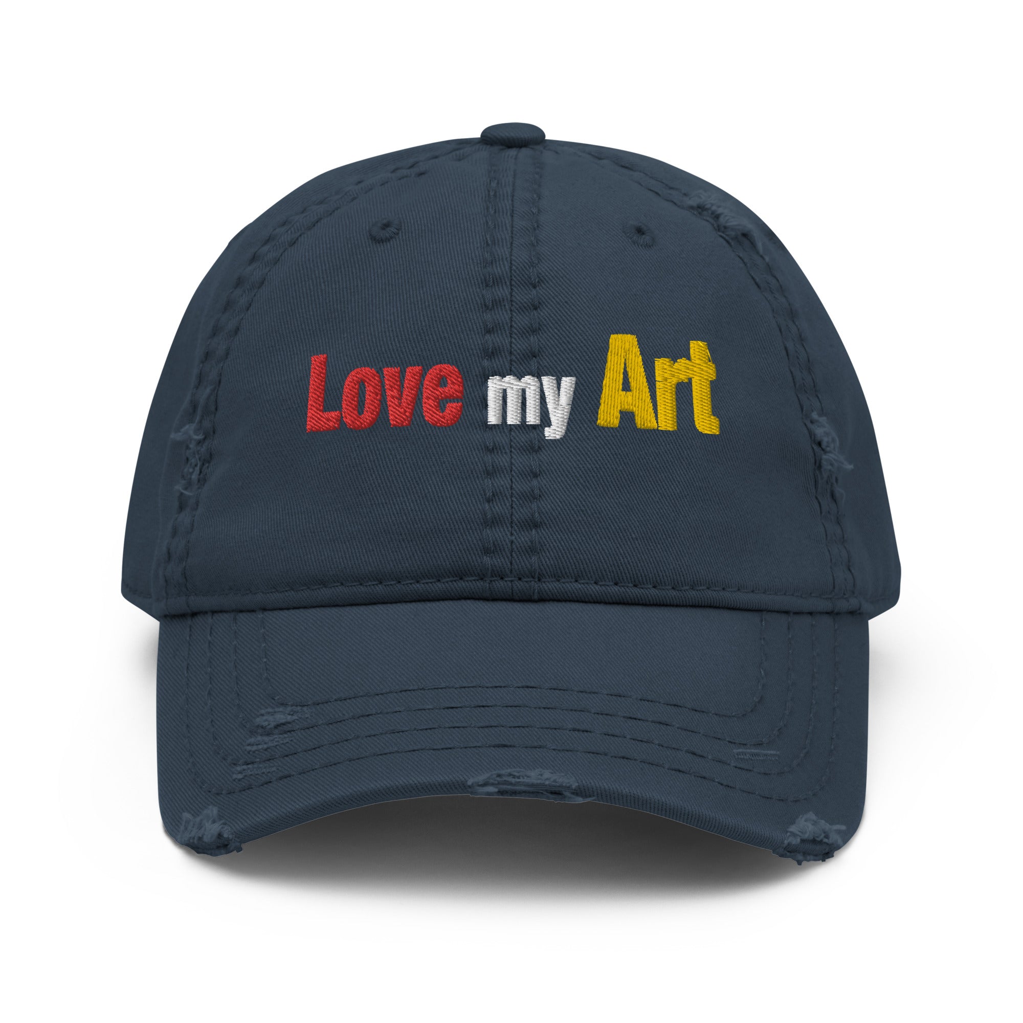 Love my art, embroidery Distressed hat