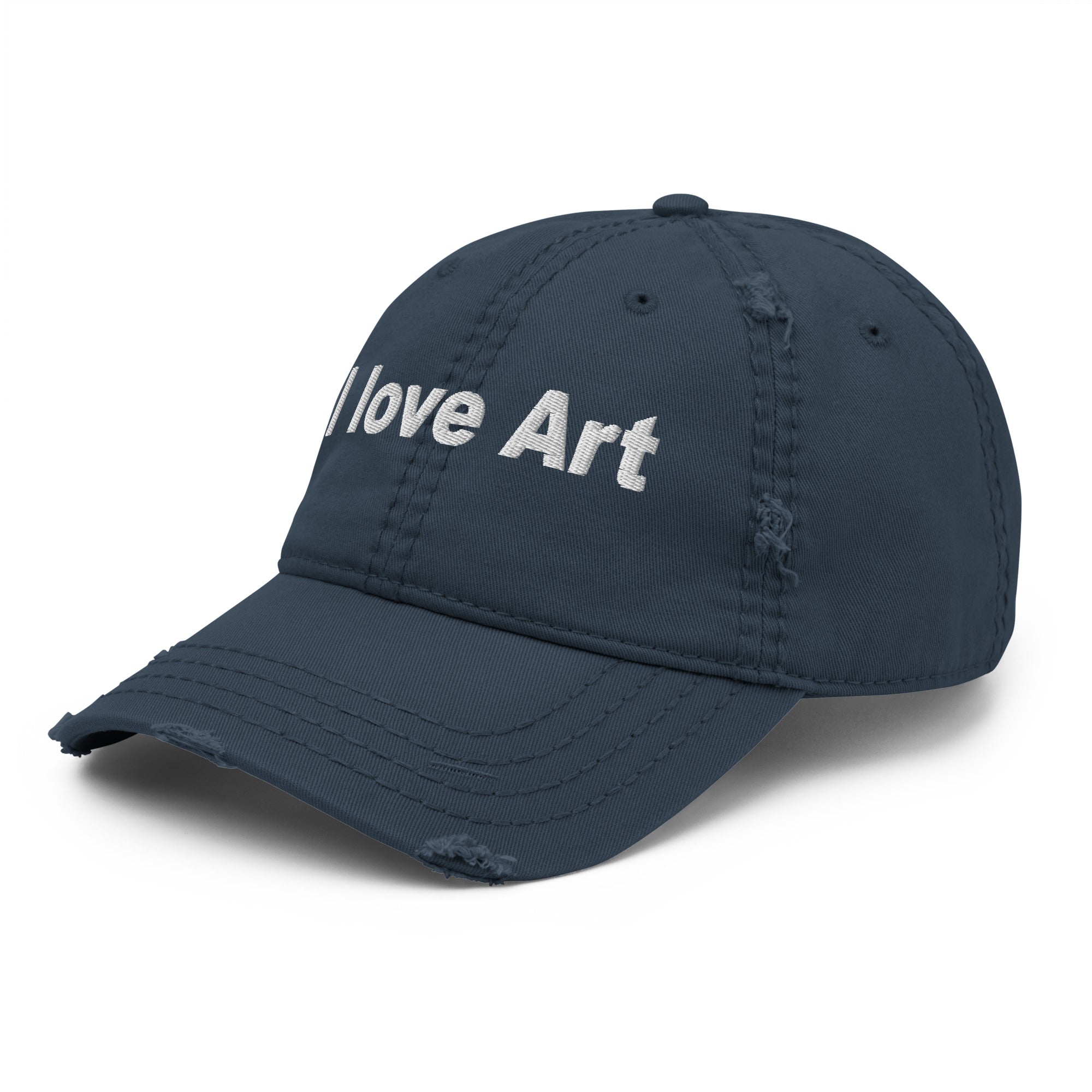 I love art, embroidery Distressed hat
