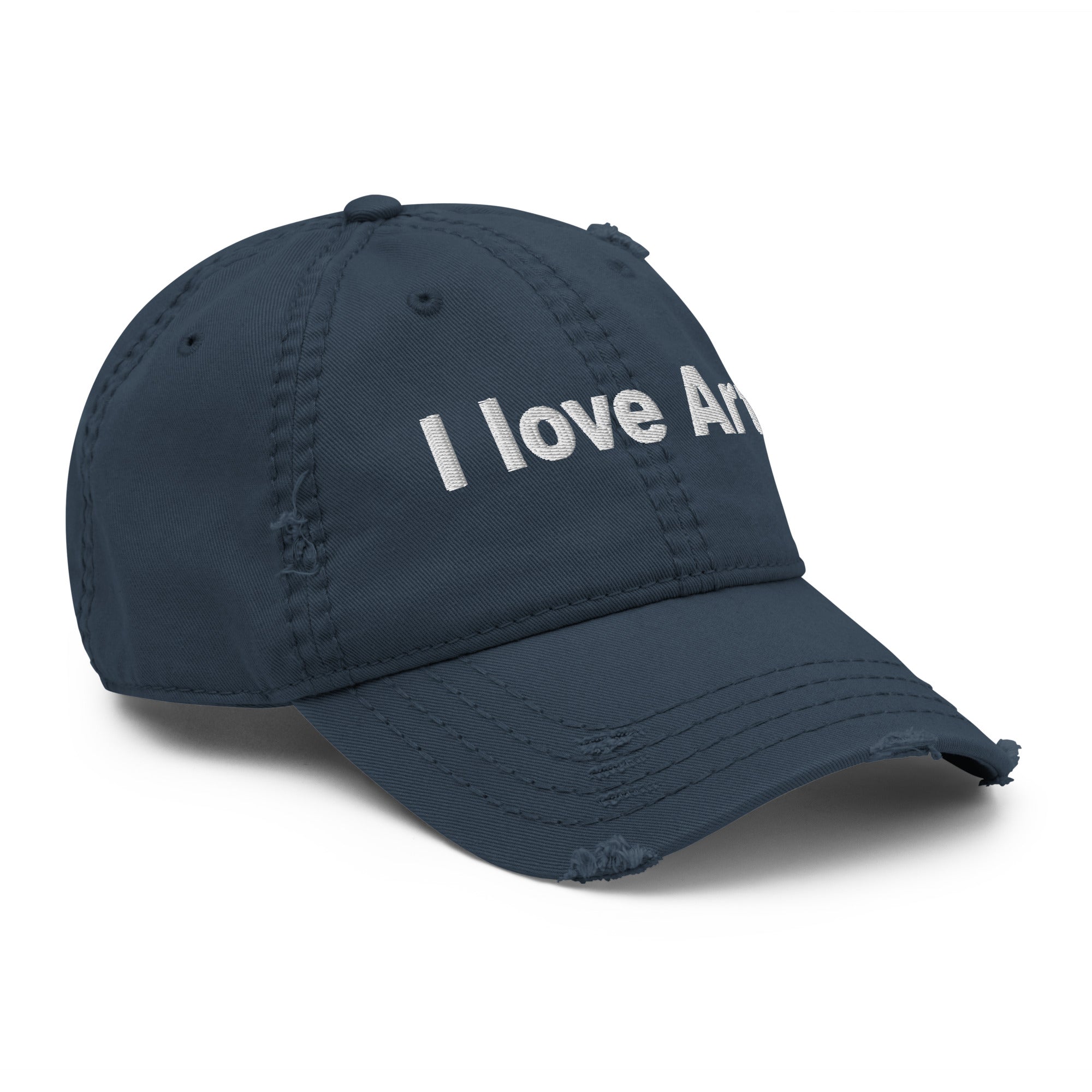 I love art, embroidery Distressed hat