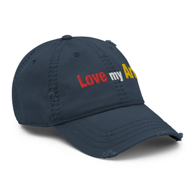 Love my art, embroidery Distressed hat