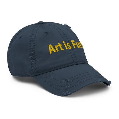 Art is fun, embroidery Distressed hat