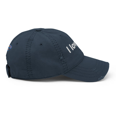 I love art, embroidery Distressed hat