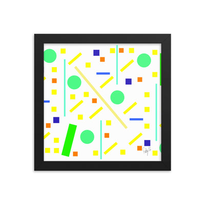 Squares and petite rectangles (white) framed poster