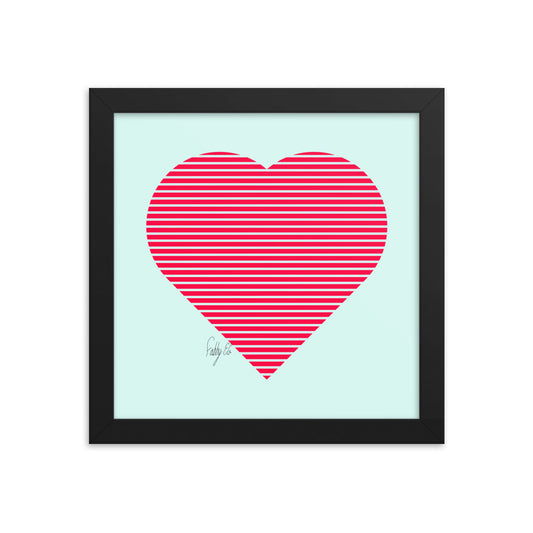 In love (passion heart stripes) framed poster