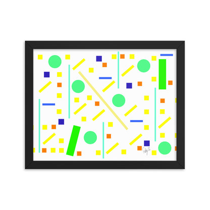 Squares and petite rectangles (white) framed poster