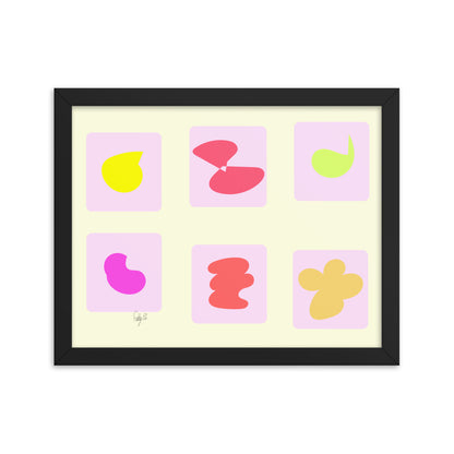 Pink squares in motion framed poster