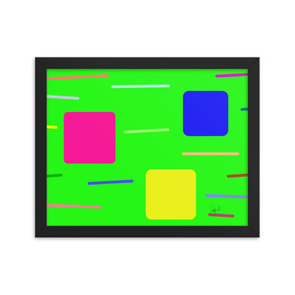 Time zone in a square green framed poster