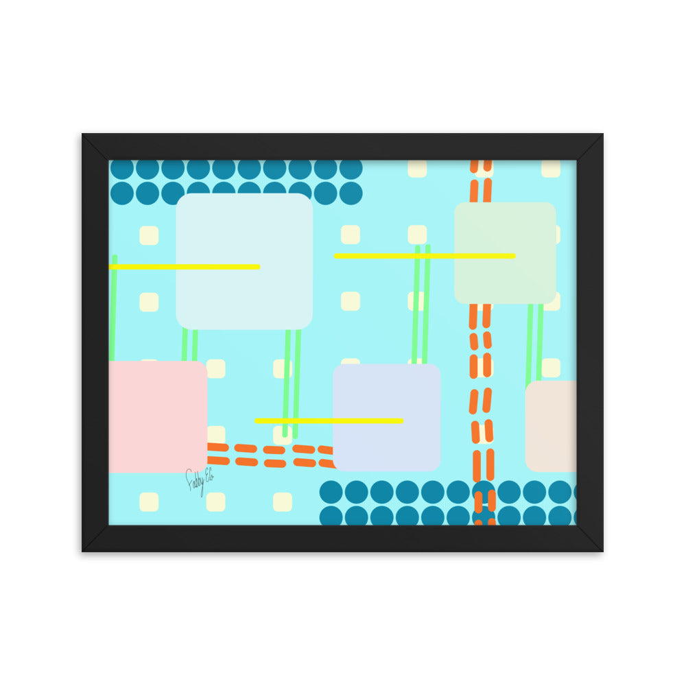 Off grid blue framed poster