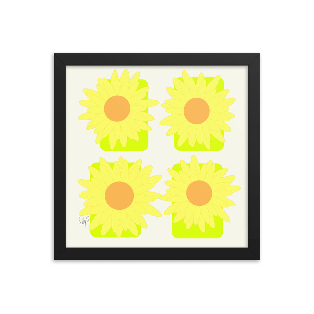Sunflower squares framed poster