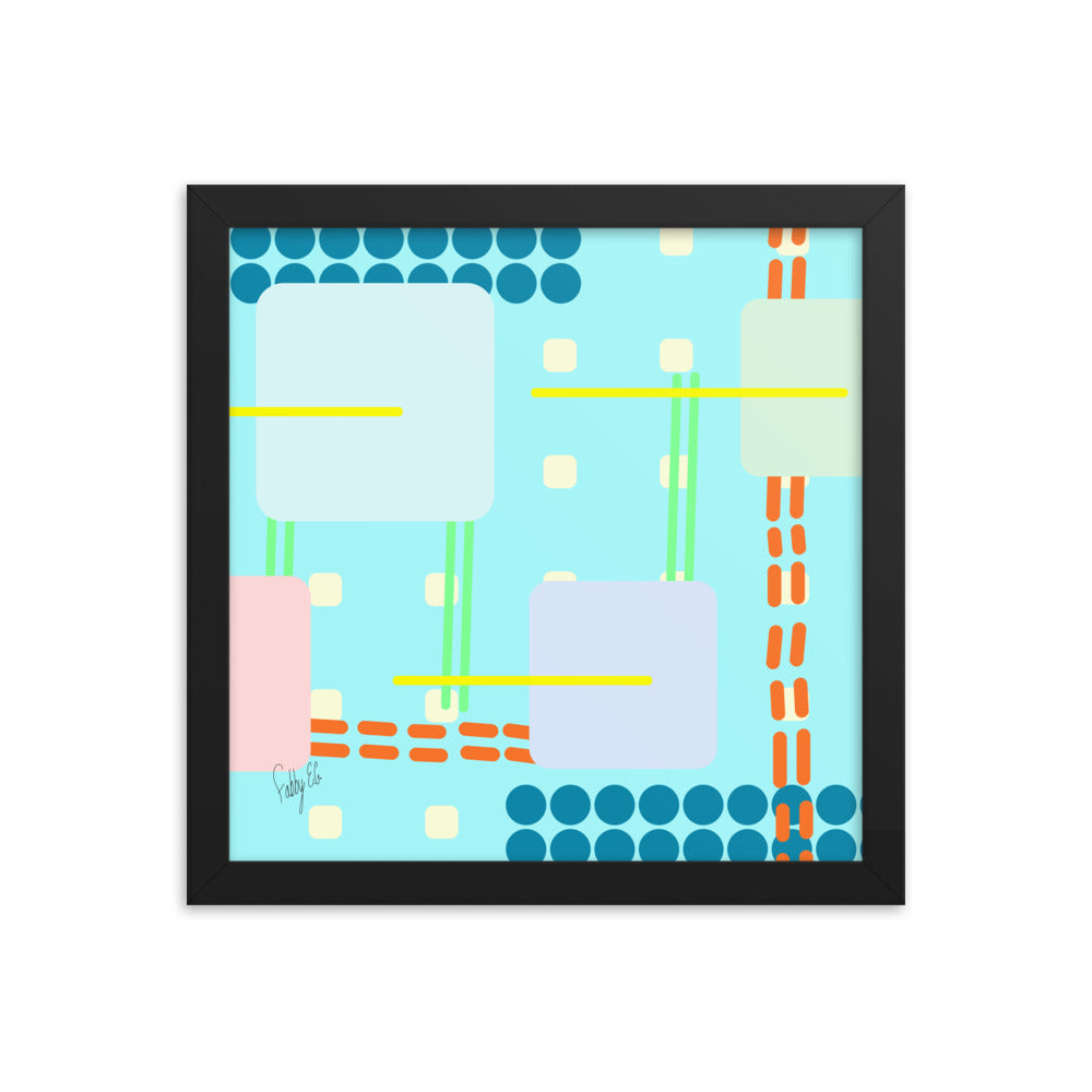 Off grid blue framed poster