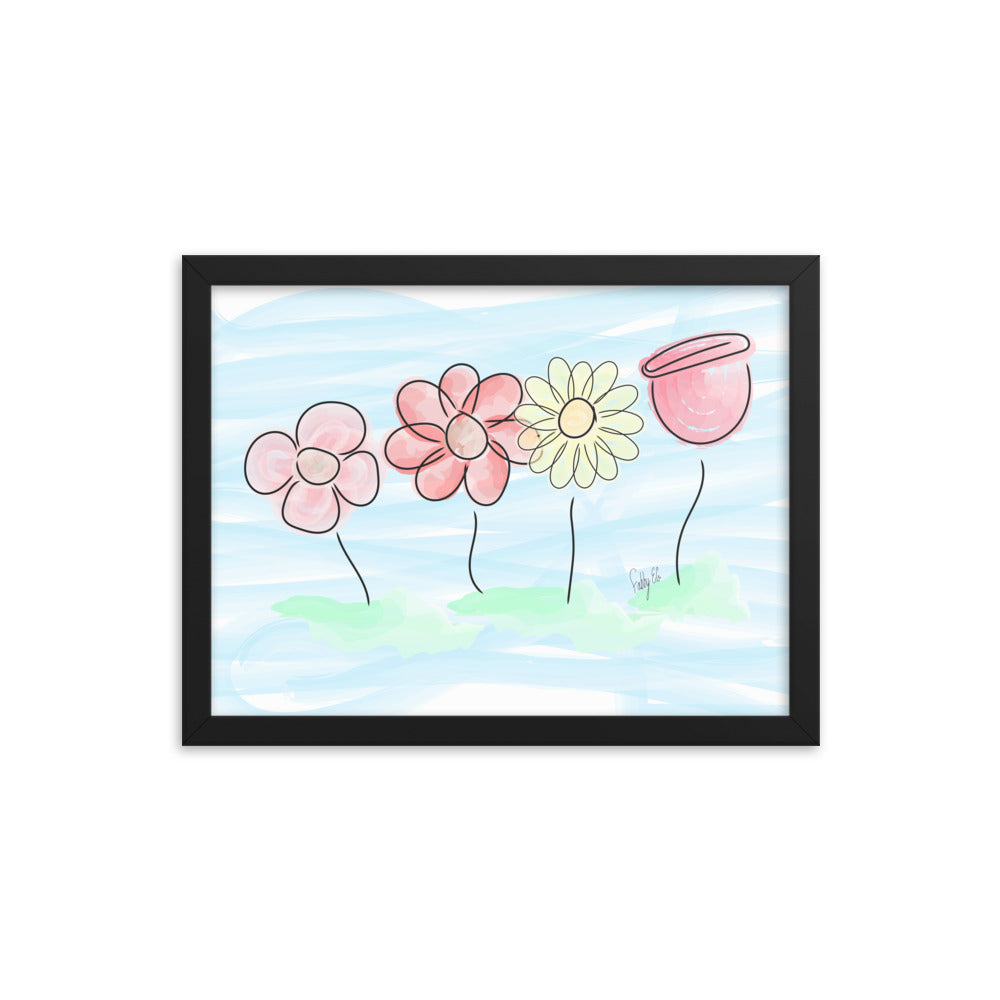 Buying myself four flowers framed poster