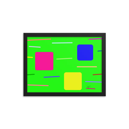 Time zone in a square green framed poster