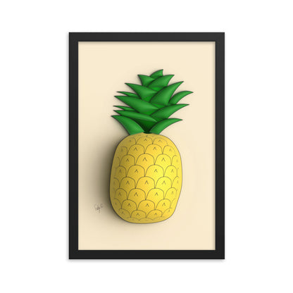 Pineapple 3D framed poster