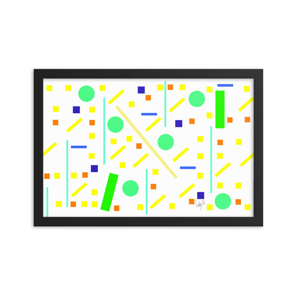 Squares and petite rectangles (white) framed poster