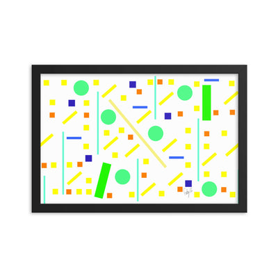 Squares and petite rectangles (white) framed poster
