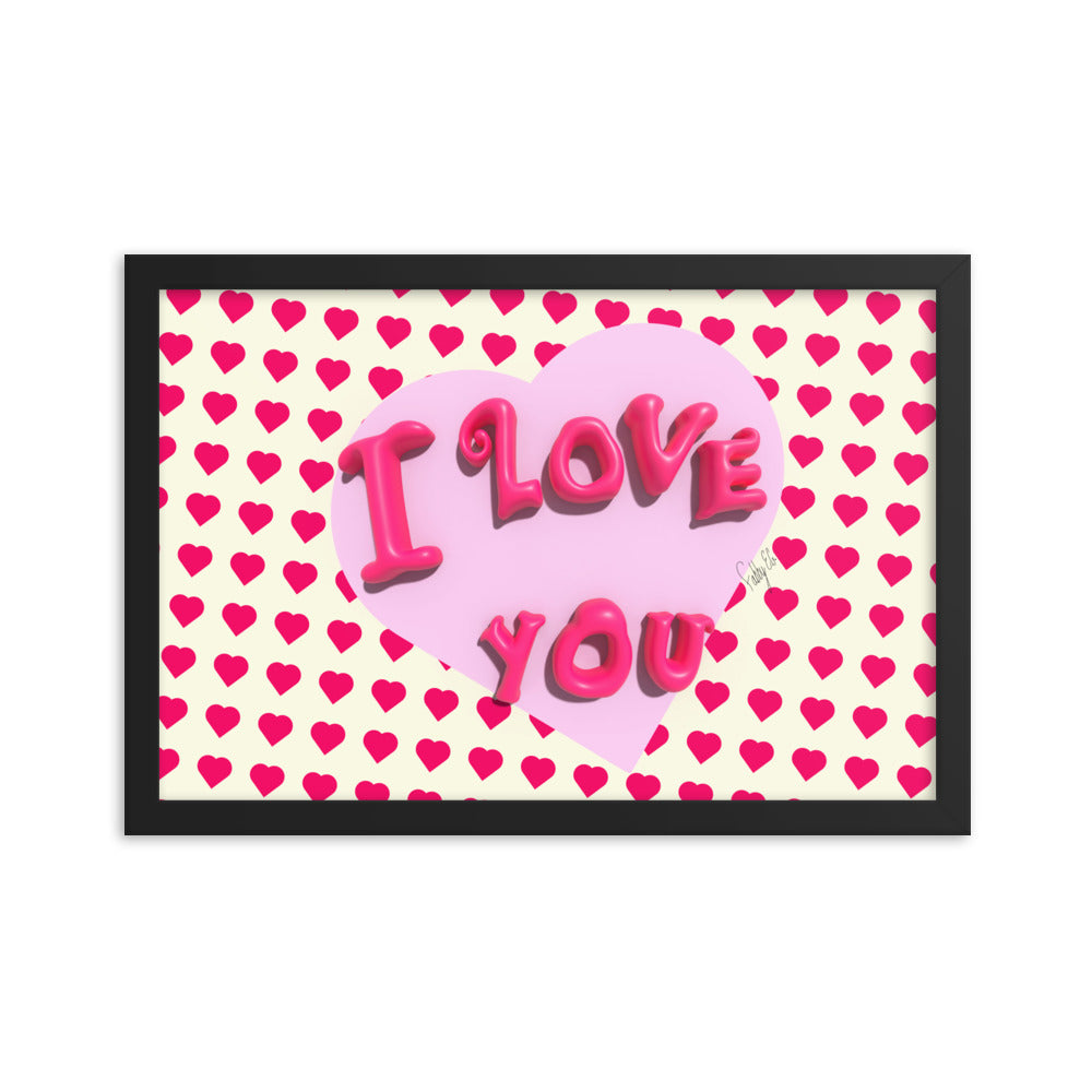 I love you heart framed poster