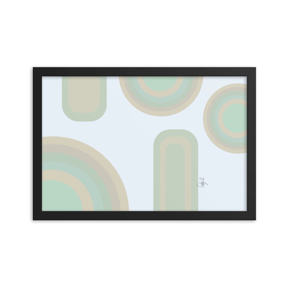 Neutral patterns blue framed poster