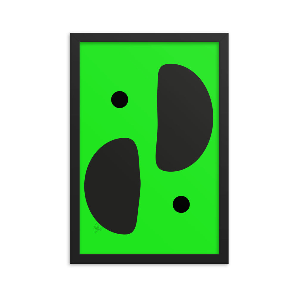 Mirror effect dots green framed poster