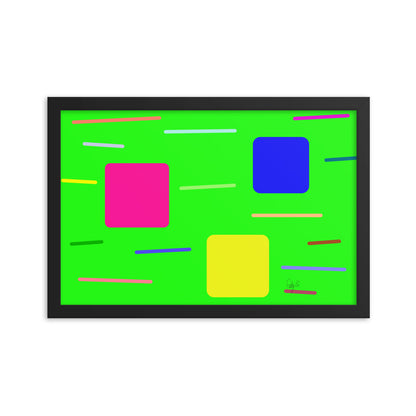 Time zone in a square green framed poster