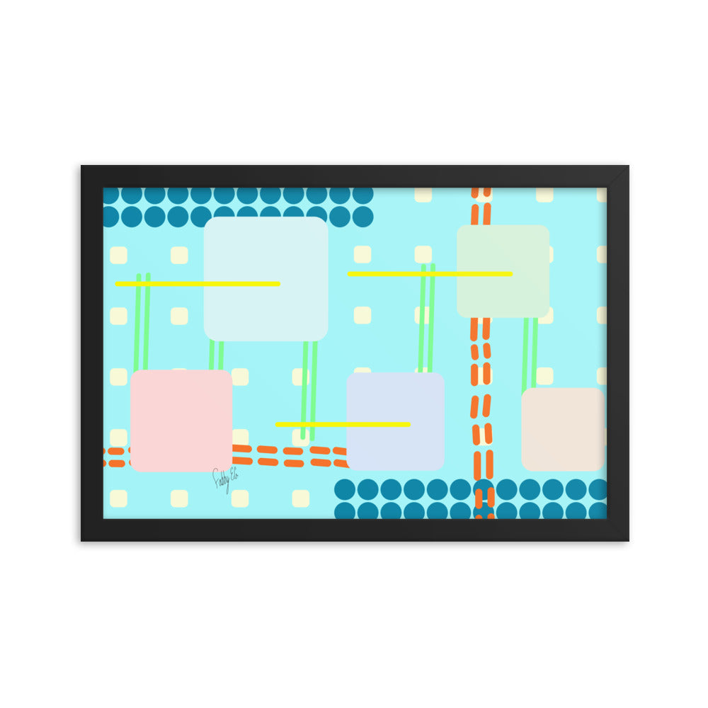 Off grid blue framed poster