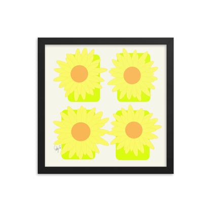 Sunflower squares framed poster