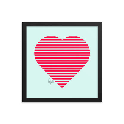 In love (passion heart stripes) framed poster