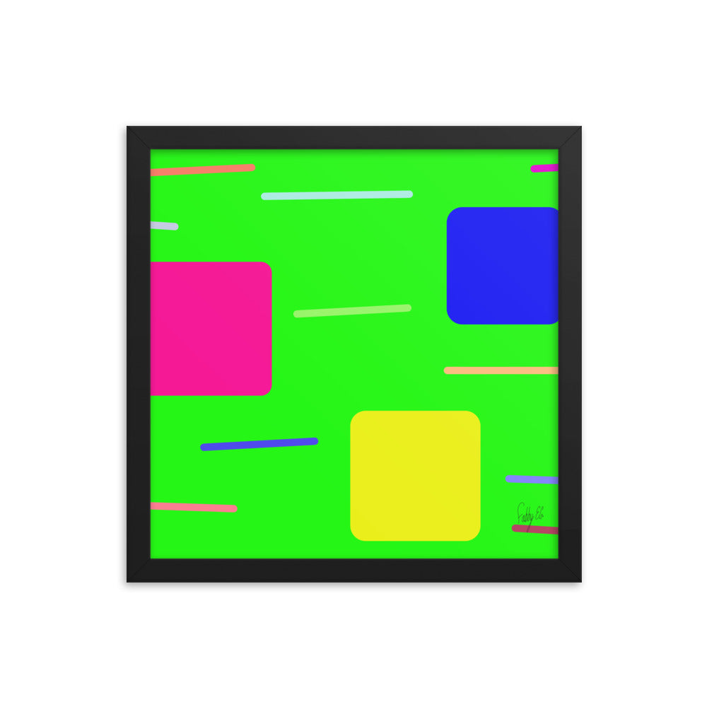 Time zone in a square green framed poster