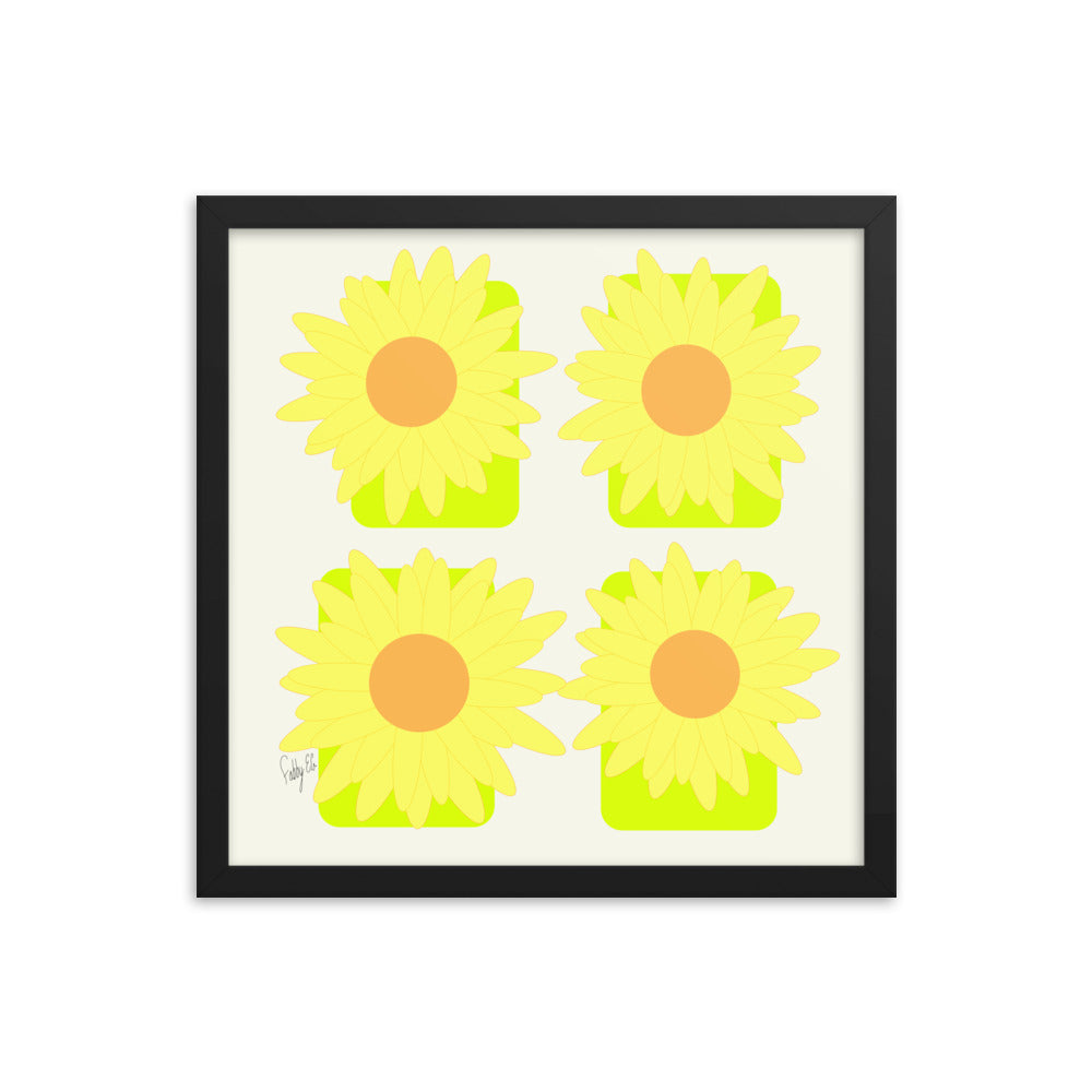 Sunflower squares framed poster