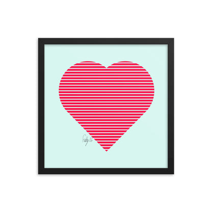 In love (passion heart stripes) framed poster