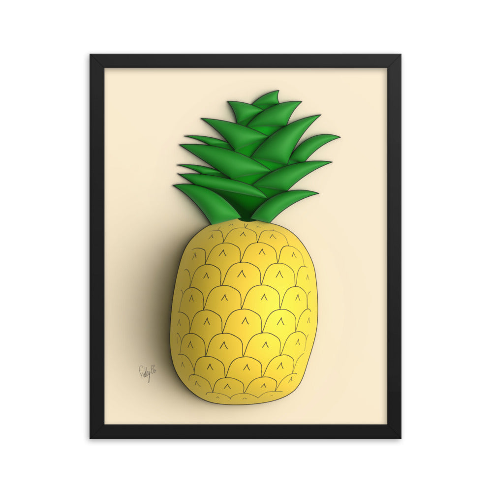 Pineapple 3D framed poster