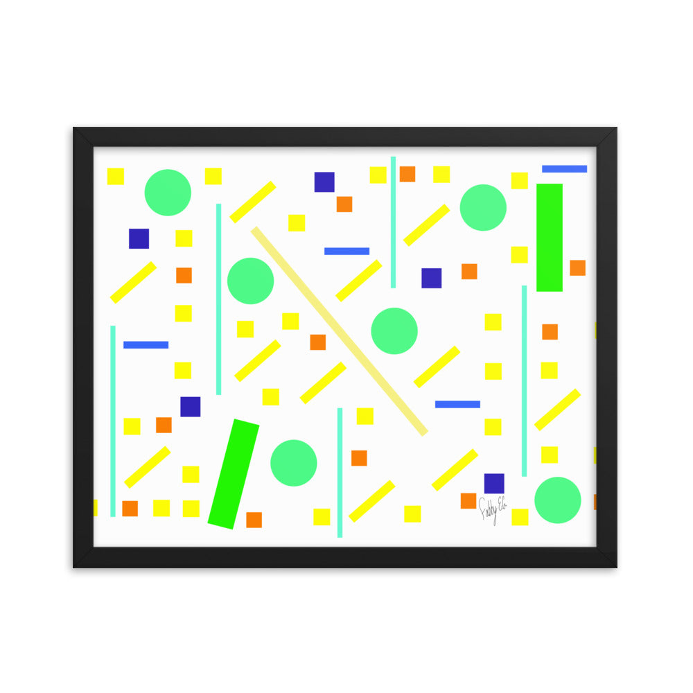 Squares and petite rectangles (white) framed poster