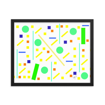 Squares and petite rectangles (white) framed poster