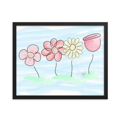 Buying myself four flowers framed poster