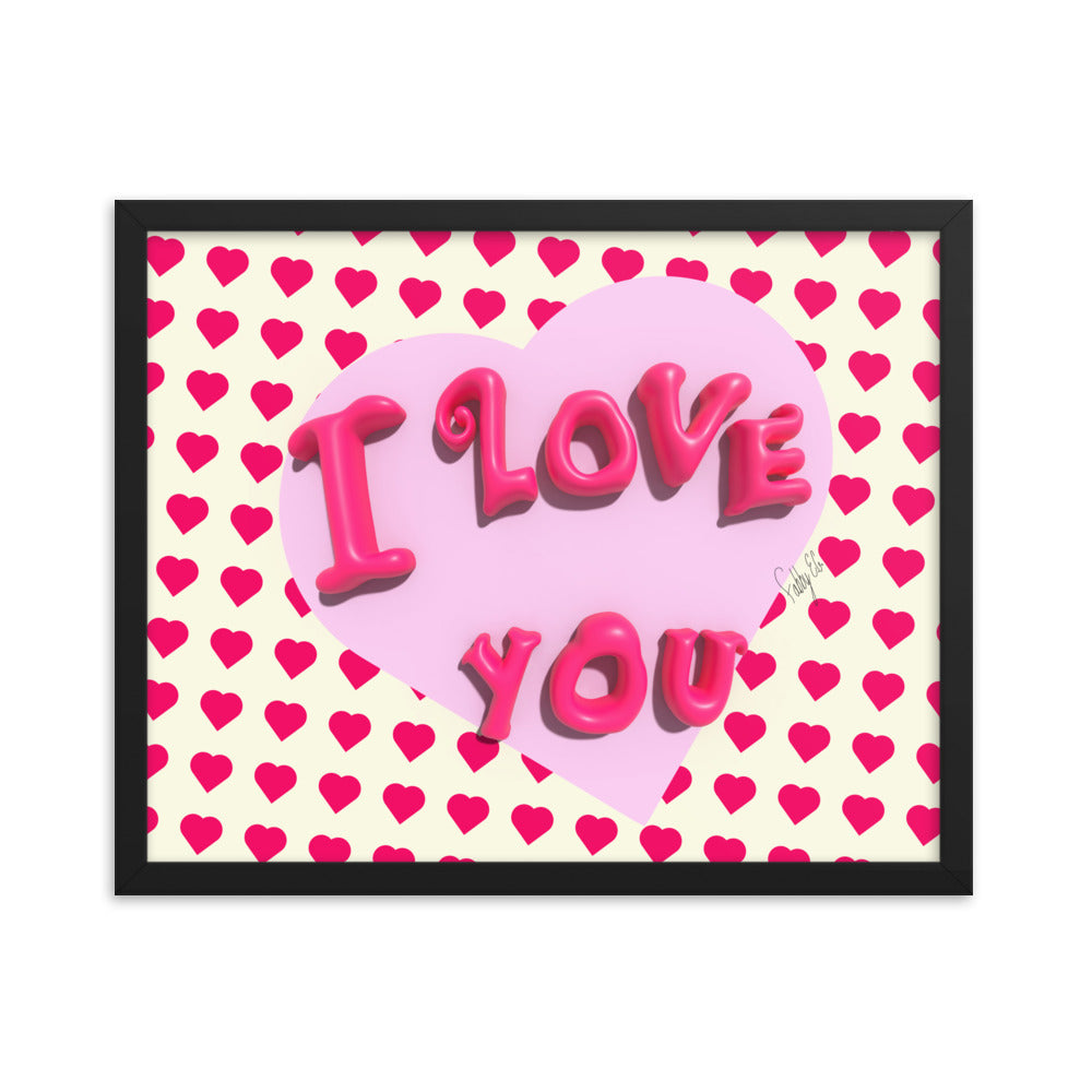 I love you heart framed poster