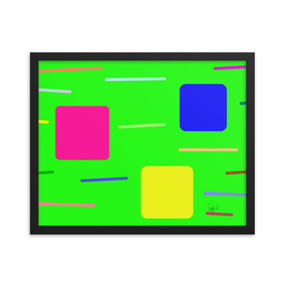 Time zone in a square green framed poster