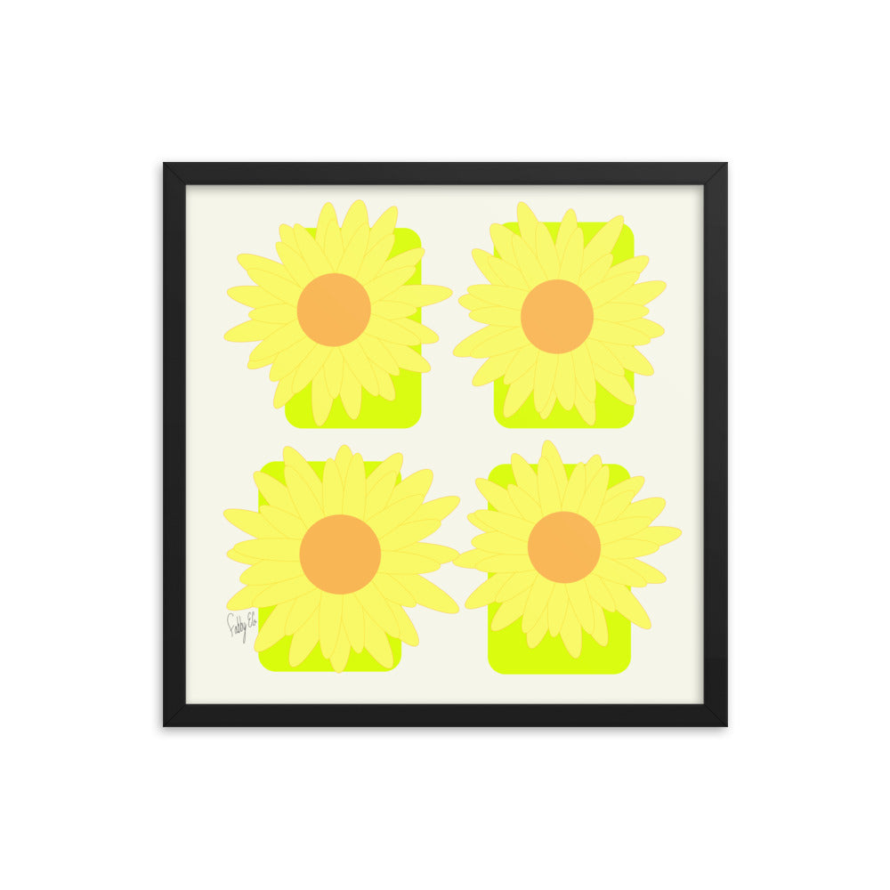 Sunflower squares framed poster