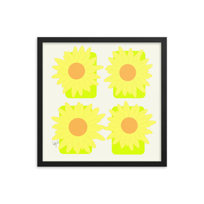 Sunflower squares framed poster