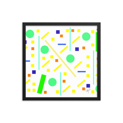 Squares and petite rectangles (white) framed poster