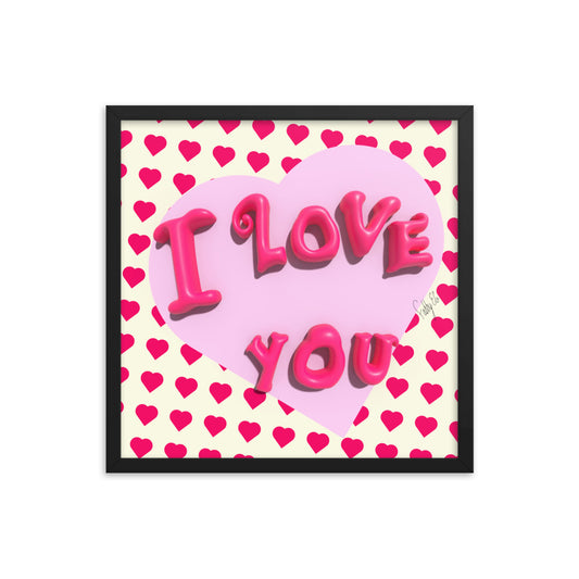 I love you heart framed poster