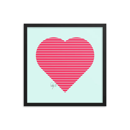 In love (passion heart stripes) framed poster