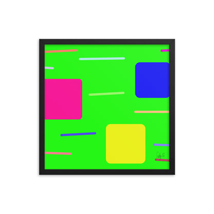 Time zone in a square green framed poster