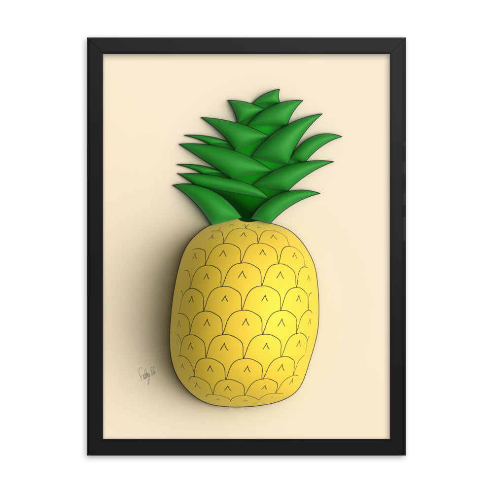 Pineapple 3D framed poster