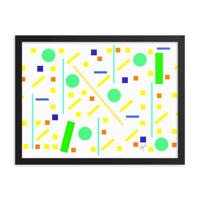 Squares and petite rectangles (white) framed poster