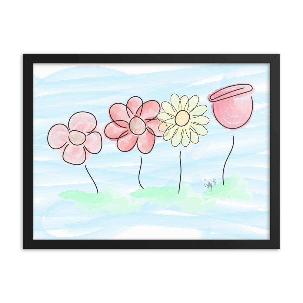 Buying myself four flowers framed poster