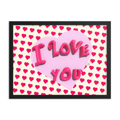 I love you heart framed poster