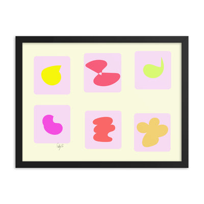 Pink squares in motion framed poster